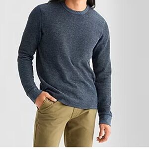 NWT Mutual Weave Mens Crew Neck Long Sleeve Regular Fit Thermal Top, blue marl